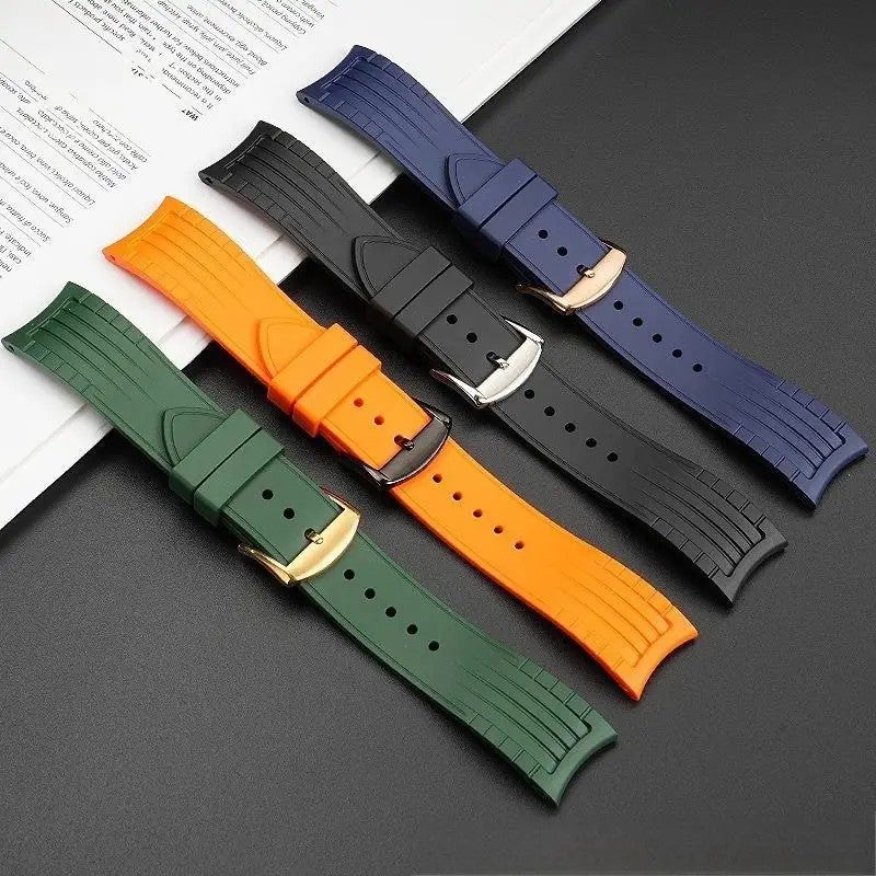 Bluejw 20mm 22mm FKM Rubber Watch Strap - Vintage Waffle Design, Quick Release, Waterproof Breathable Watch Band - Replacement Watch Strap - Image 1