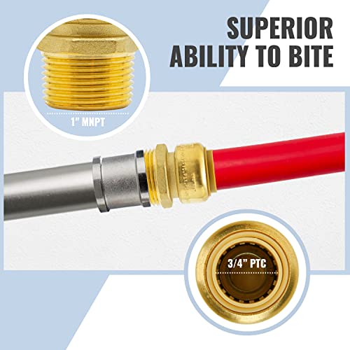 SUNGATOR 3/4 Inch x 1 Inch Male NPT Adapter, No Lead Brass Push-to-Connect Plumbing Fittings to Connect PEX, Copper, CPVC, With A Disconnect Clip and A Sealing Tape, Pack of 6 - Image 5