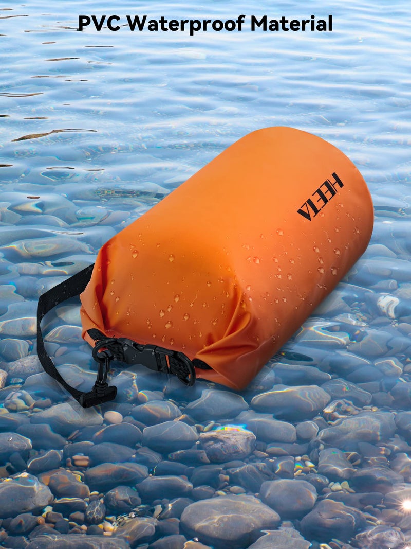 HEETA Waterproof Dry Bag for Women Men (Upgraded Version), Roll Top Lightweight Dry Storage Bag Backpack with Emergency Whistle for Travel, Swimming, Boating, Kayaking, Camping, Beach (Orange, 30L) - Image 3