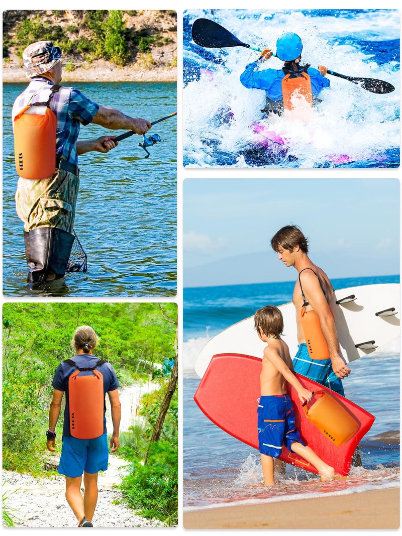 HEETA Waterproof Dry Bag for Women Men (Upgraded Version), Roll Top Lightweight Dry Storage Bag Backpack with Emergency Whistle for Travel, Swimming, Boating, Kayaking, Camping, Beach (Orange, 30L) - Image 5