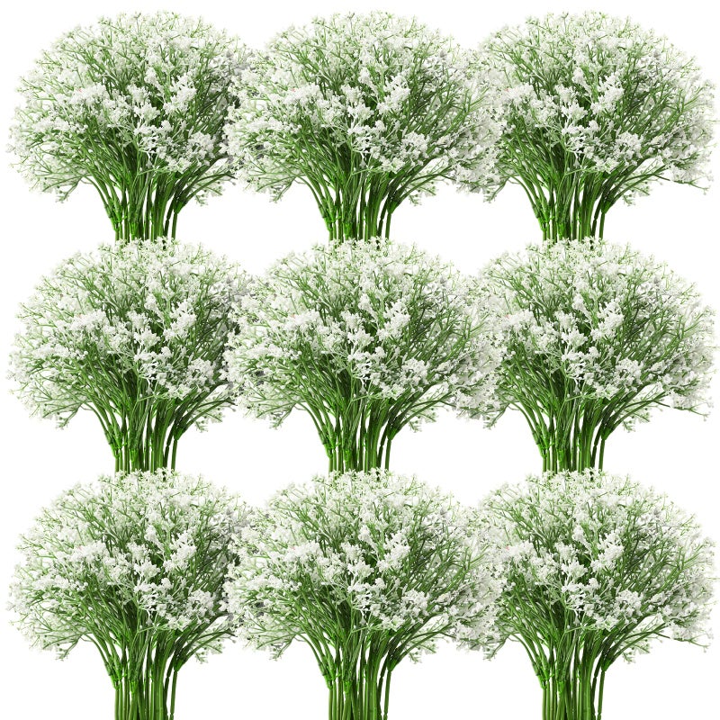 Ysleen 64 Pieces Artificial Flowers Plastic Baby Breath Flowers Faux Gypsophila DIY Floral Bouquets Arrangement Baby Breath Wedding Party Decoration for Party Home Office Garden Decor White