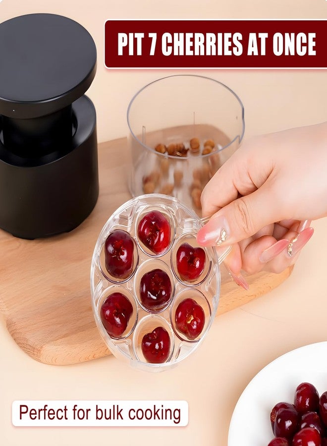 CLORISLAND Cherry Pitter Multiple,2025 Quickly Release Multi Cherries Stoner Pitter,7-Hole Push Button Cherr'y Core Pit'ter Tool with Splatter Protector,Pit Seed Remover for Making Cherry Jam, Black - Image 5