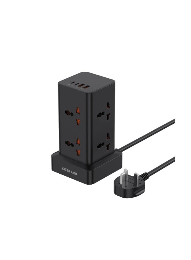 GreenLion Green Lion Power Tower Multi-Port Power Strip 2500W 2M Cable - Image 1