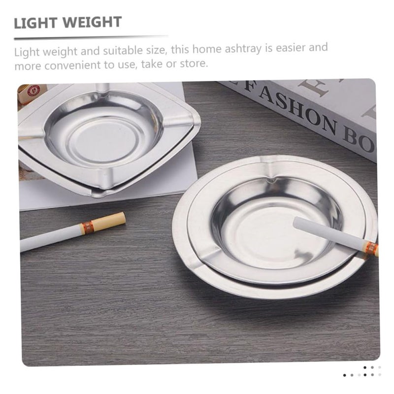 Stainless Steel Windproof Ashtray Set 2 Piece Unbreakable For Indoor And Outdoor Use - Image 3