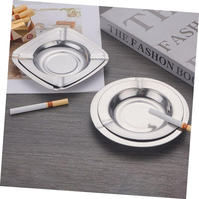 Stainless Steel Windproof Ashtray Set 2 Piece Unbreakable For Indoor And Outdoor Use - Image 4