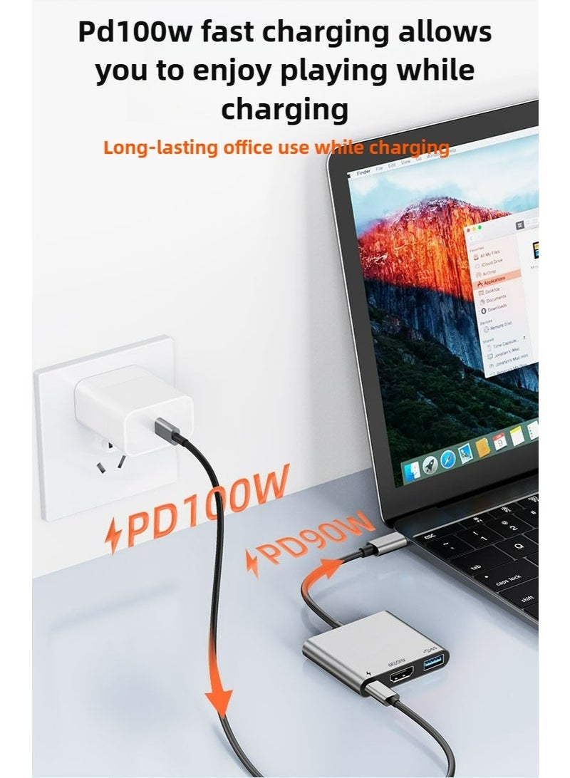 USB C Hub,USB-c Digital av Multiport Adapter with 4K HDMI Output/USB-C Fasting Charging Port&USB 3.0 Port Compatible for MacBook Pro M1/16-20 Air M1/18-20 iMac,XPS, Laptop (Grey - USB c3 in 1) - Image 4