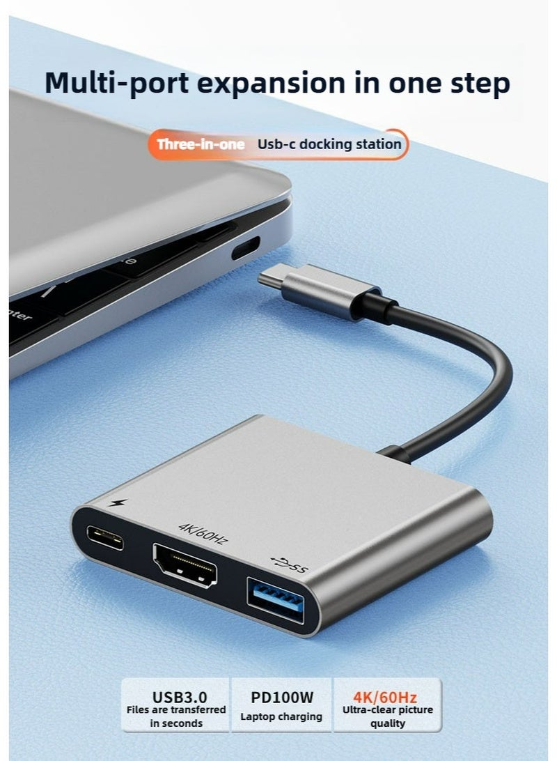USB C Hub,USB-c Digital av Multiport Adapter with 4K HDMI Output/USB-C Fasting Charging Port&USB 3.0 Port Compatible for MacBook Pro M1/16-20 Air M1/18-20 iMac,XPS, Laptop (Grey - USB c3 in 1) - Image 2