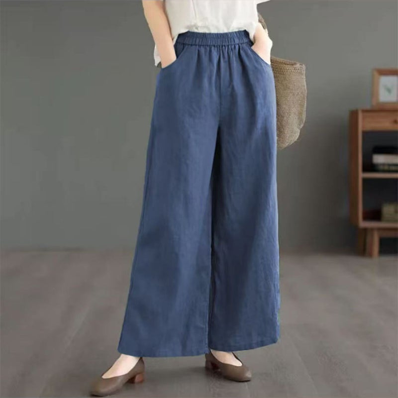 Plus Size Women's High Waist Wide Leg Cropped Pants - Image 1