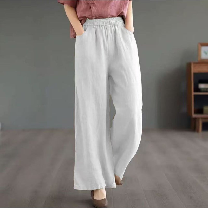 Plus Size Women's High Waist Wide Leg Cropped Pants - Image 3