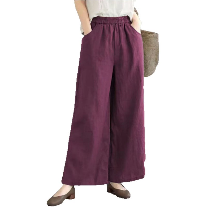 Plus Size Women's High Waist Wide Leg Cropped Pants - Image 5