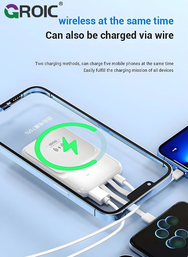 GROIC Black Wireless Portable Charger, Foldable 10000mAh Magnetic Power Bank with Type-C Cable LED Display 22.5W PD Fast Charging Lighting MagSafe Battery Pack for iPhone 15/14/13/12/Pro/Pro Max  - Image 3