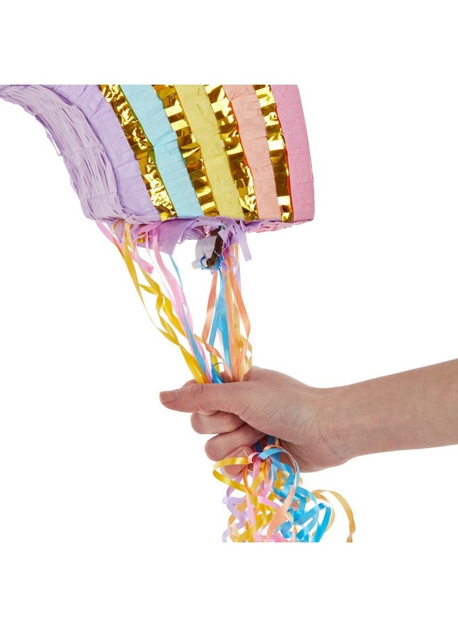 Blue Panda - Rainbow Pull String Pinata For Pastel Birthday Decorations Gender Reveal Party Supplies (Small 16.5 X 10 X 3 In) - Image 1