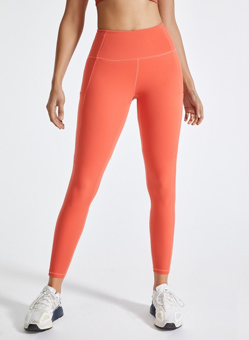 Loquat Solid Stretch Yogo Pants Orange  - Image 1