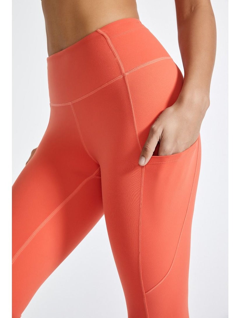Loquat Solid Stretch Yogo Pants Orange  - Image 2