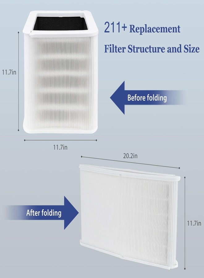 LEVANLIGHT Blue Pure 211+ HEPA Replacement Filter Compatible with Bl ue air Blue Pure 211+ Air Cleaner Purifier, Foldable Particle and Activated Carbon Replacement Filter, 2 Pack - Image 5