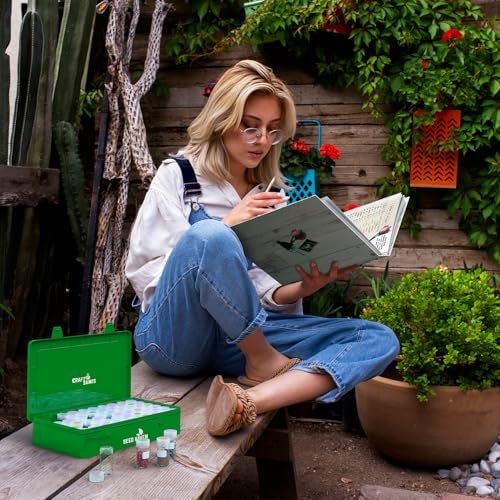 CraftSaints Seed Organizer Storage Box, Green Opaque Light Proof Seed Bank with 60 Transparent Bottles & Labels, Seed Holder Packet Organizer, Seed Vault Container for Homesteaders, Garden Tackle and Bead Sorter - Image 2