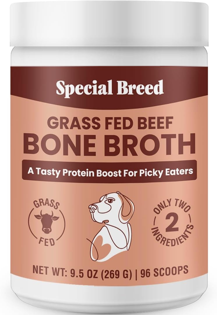 Special Breed مسحوق مرق العظام الخاص للسلالات النادرة للكلاب والقطط - إضافة طعام للكلاب والقطط، مكمل مرق لحم البقر العشبي، 9.5 أونصة - Image 1