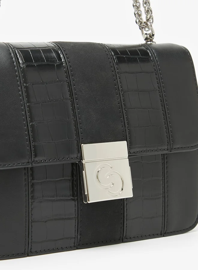 سيليست Women's Textured Crossbody Bag with Chain Link Strap