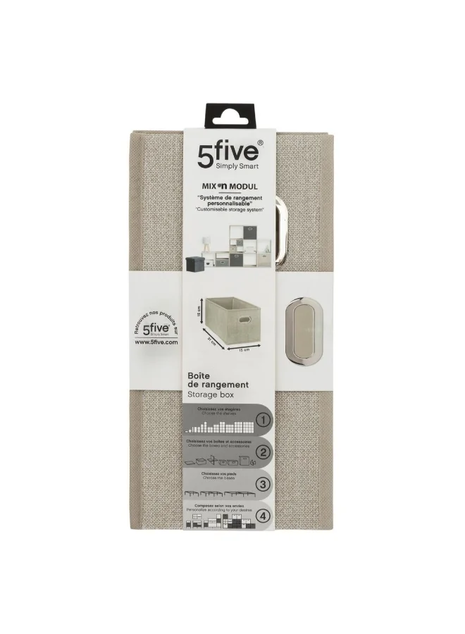 Five Simply Smart High-Quality and Durable Storage Box Beige 15 x 31cm 160384G