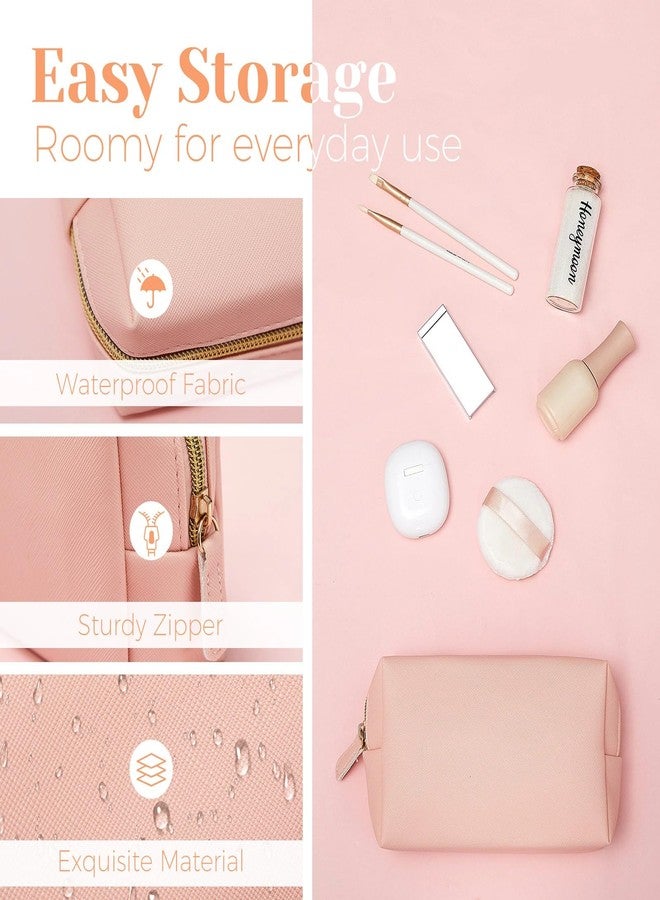 Dunzy 8 Pcs Makeup Bag Pu Leather Cosmetic Pouch Waterproof Small Toiletry Bag Portable Cosmetic Organizer Water Resistant Storage Purse for Lady Women Daily Storage Travel Organizer (Soft Colors,Medium) - Image 3