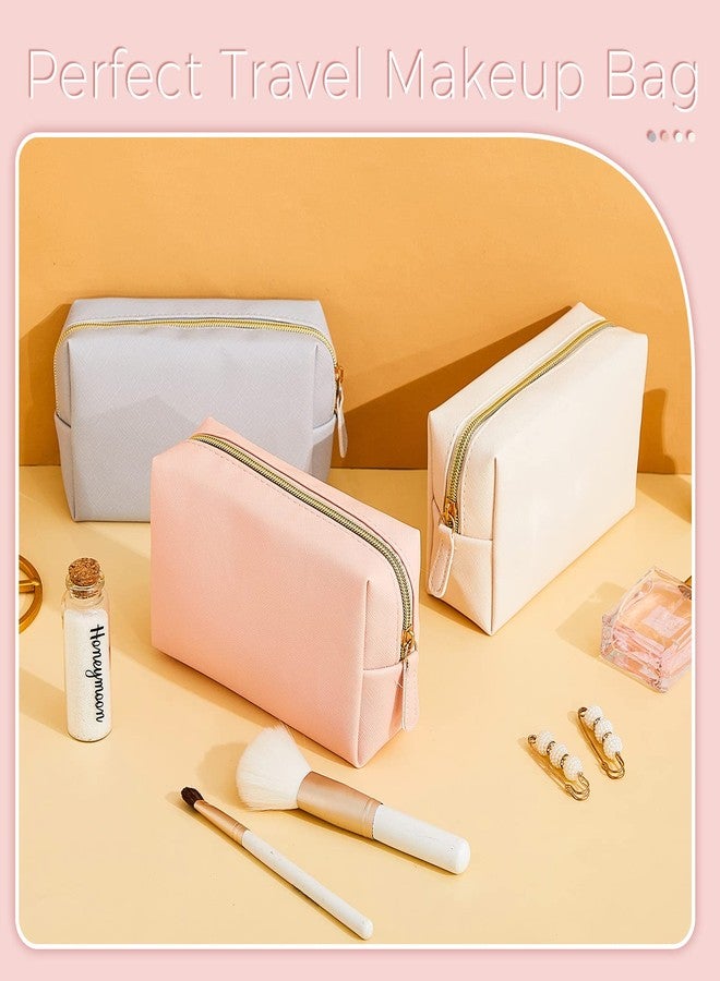 Dunzy 8 Pcs Makeup Bag Pu Leather Cosmetic Pouch Waterproof Small Toiletry Bag Portable Cosmetic Organizer Water Resistant Storage Purse for Lady Women Daily Storage Travel Organizer (Soft Colors,Medium) - Image 4