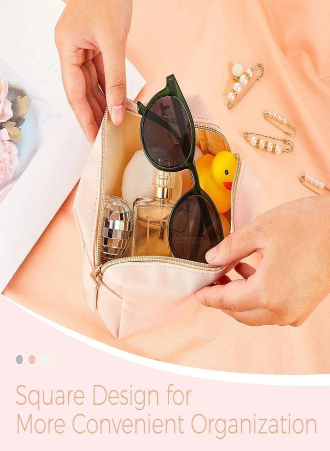 Dunzy 8 Pcs Makeup Bag Pu Leather Cosmetic Pouch Waterproof Small Toiletry Bag Portable Cosmetic Organizer Water Resistant Storage Purse for Lady Women Daily Storage Travel Organizer (Soft Colors,Medium) - Image 5