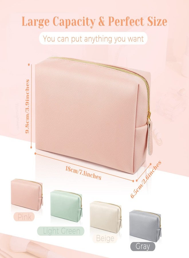 Dunzy 8 Pcs Makeup Bag Pu Leather Cosmetic Pouch Waterproof Small Toiletry Bag Portable Cosmetic Organizer Water Resistant Storage Purse for Lady Women Daily Storage Travel Organizer (Soft Colors,Medium) - Image 2