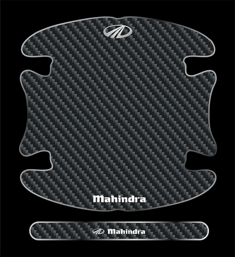 BIG FLAG 3D Gel Type Car Door Carbon Fiber Handle Cup and Handle Stripe Scratch Guard Sticker Universal for Specific Brand (Pack of 8) (3DDRSTCFSQVAR) (MAHIDRA) - Image 1