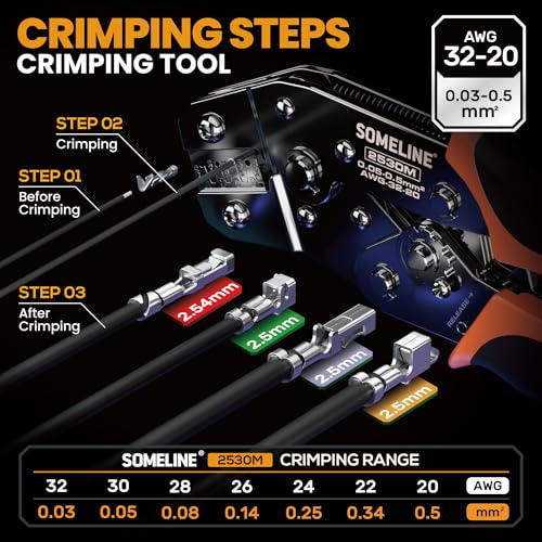 SOMELINE Crimp Tool Connector Kit, JST-XH/SM/SYP 2.5mm and Du pont 2.54mm Connector Set, 27 Types of Connectors, 30-20 AWG Ratcheting Crimper for JST Series,KF2510,Molex,AMP EI Series - Image 2