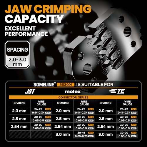SOMELINE Crimp Tool Connector Kit, JST-XH/SM/SYP 2.5mm and Du pont 2.54mm Connector Set, 27 Types of Connectors, 30-20 AWG Ratcheting Crimper for JST Series,KF2510,Molex,AMP EI Series - Image 5