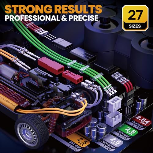 SOMELINE Crimp Tool Connector Kit, JST-XH/SM/SYP 2.5mm and Du pont 2.54mm Connector Set, 27 Types of Connectors, 30-20 AWG Ratcheting Crimper for JST Series,KF2510,Molex,AMP EI Series - Image 3