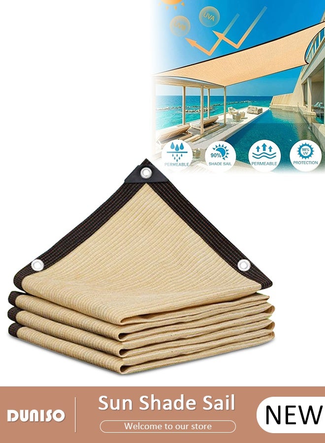 DUNISO Sun Shade Sail Outdoor Breathable Sunblock Net Weatherproof UV Protection Sunshade Net Sun Shade Cloths with Locking Ring for Balcony Courtyard Garden Lawn  - Image 1