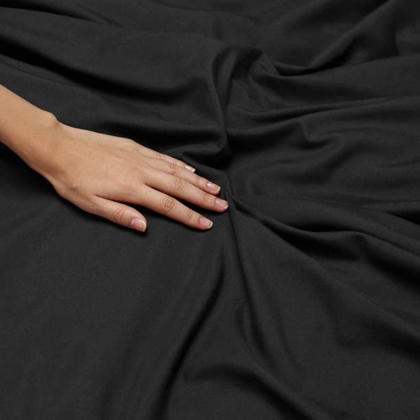 BEVI - Home Super Solid 144 TC 100% Microfiber Premium Double Bedsheet Without Pillow Cover. (Black) - Image 4