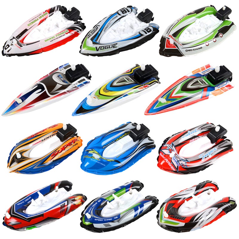 Nunkitoy Bath ToyWind Up Boat12 Pack Assorted Bath Boat ToyYacht Speed Boat for Swimming Pool Beaches and TubsOutdoor Water Toy for Kids - Image 4