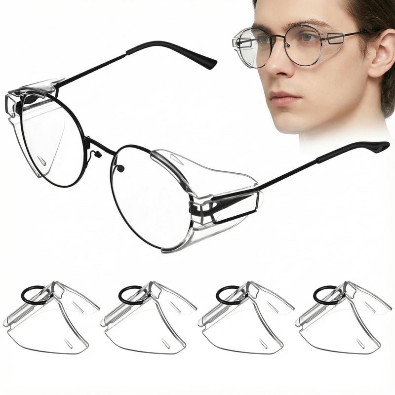 Veemoon 2 Pairs Safety Side Shields for Eye GlassesSafety Glasses Side Shields Clip on for Outdoor Sports Industrial Work Safety Eyeglasses Fits Small to Large Eyeglasse