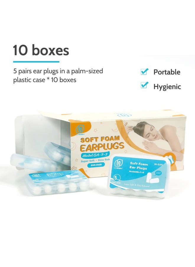 lysian Ultra Soft Foam Ear Plugs for Sleeping Noise Cancelling Women Men-10 Box Value Pack - Sound Blocking Earplug for Snoring, Shooting, Work, Plane Loud Noise, Sky White Blue - Image 2