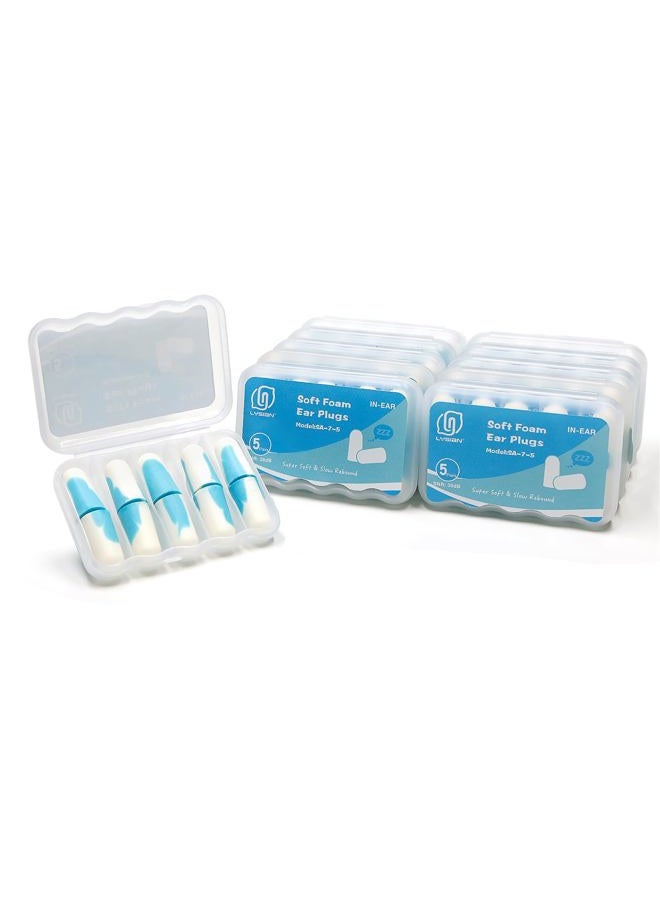 lysian Ultra Soft Foam Ear Plugs for Sleeping Noise Cancelling Women Men-10 Box Value Pack - Sound Blocking Earplug for Snoring, Shooting, Work, Plane Loud Noise, Sky White Blue - Image 1