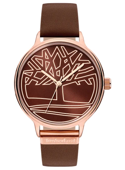 Timberland Tyringham Women's Watch 38mm Analog Dark Brown Dial Dark Brown Leather Strap