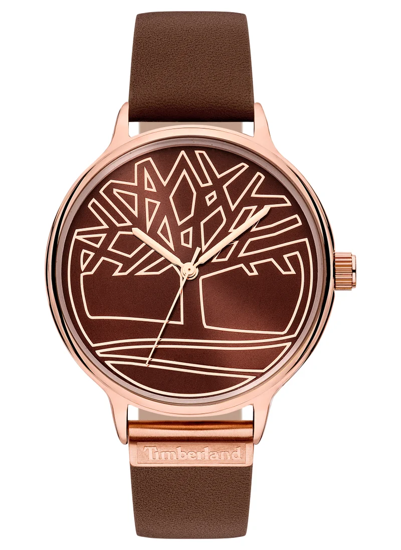 Timberland Tyringham Women's Watch 38mm Analog Dark Brown Dial Dark Brown Leather Strap