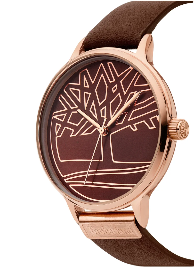 Timberland Tyringham Women's Watch 38mm Analog Dark Brown Dial Dark Brown Leather Strap