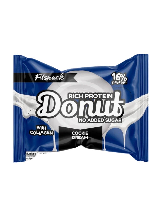 Protein Donut Cookie Cream Flavor, 16% Protein, Sweetened with Collagen, High Protein Donut