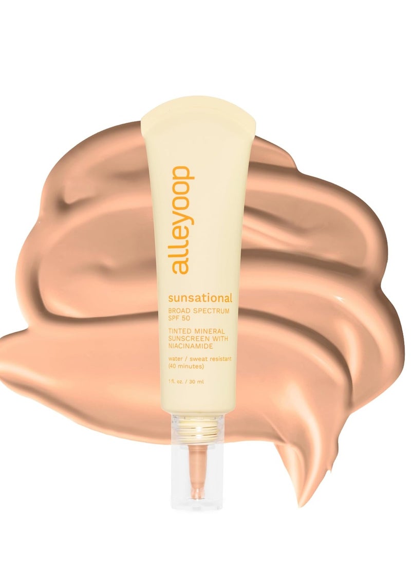 ALLEYOOP Alleyoop Sunsational Tinted Moisturizer Sunscreen for Face Broad Spectrum SPF 50, 100% Mineral Sunscreen with Jojoba, Protects Hydrates and Soothes Skin, Vegan, Cruelty-Free - Solar  - Image 1