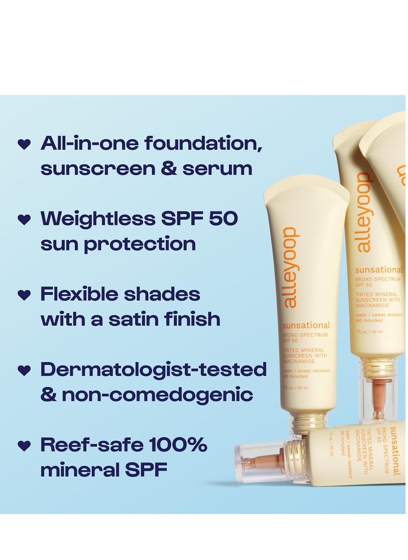 ALLEYOOP Alleyoop Sunsational Tinted Moisturizer Sunscreen for Face Broad Spectrum SPF 50, 100% Mineral Sunscreen with Jojoba, Protects Hydrates and Soothes Skin, Vegan, Cruelty-Free - Solar  - Image 2