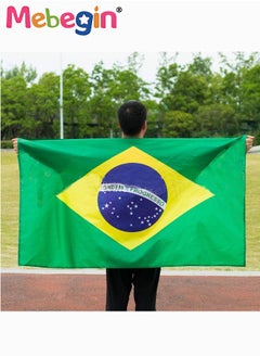 Double Sided Brazil Flag 90x150cm, Vivid Color Fade Proof Exquisite Sewing Brazilian National Flags for Celebration of World Cup and National Day