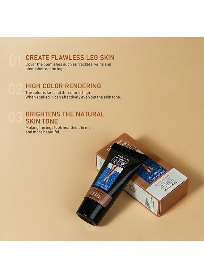 lakerain Leg Makeup 30ml - Waterproof No Transfer, Leg Vein Cover up Makeup for Varicose Veins Waterproof Black Skin, Leg and Body Scar Cover up Makeup for Tattoo Cover Up (#02) - Image 4