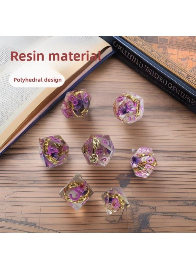 null - Direct DND Table Tour Dungeons And Dragons COC Running Group TRPG Kulu Embedded Dice Dice Method Suit-Color:Inlaid Ring With Red Silver Characters - Image 1