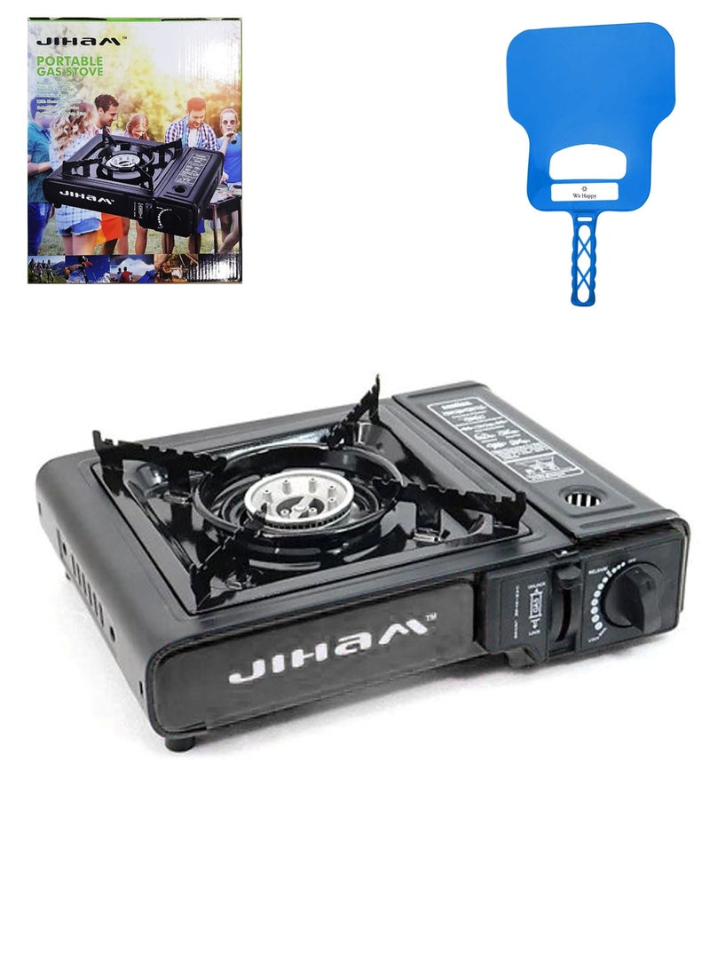 JIHAM Portable Outdoor Camping Gas Stove And Bbq Hand Fan, Single Burner 34 X 25.5 Cm - Image 1