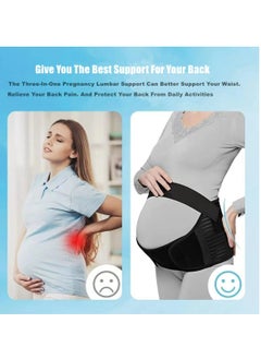 Generic Maternity Belt 3 in 1 Pregnancy Support Maternity Belt Belt/Back/Abdominal Belt/Postpartum Recovery Belt Black Adjustable Size L  - Image 2