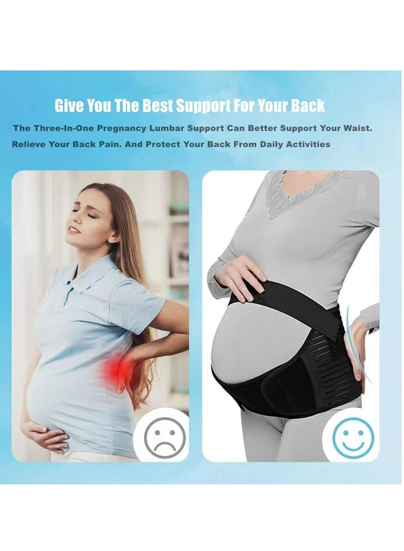 Generic Maternity Belt 3 in 1 Pregnancy Support Maternity Belt Belt/Back/Abdominal Belt/Postpartum Recovery Belt Black Adjustable Size L  - Image 2