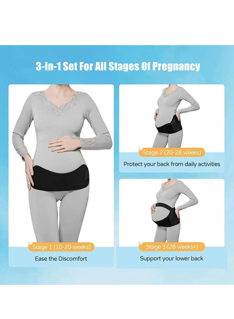 Generic Maternity Belt 3 in 1 Pregnancy Support Maternity Belt Belt/Back/Abdominal Belt/Postpartum Recovery Belt Black Adjustable Size L  - Image 5